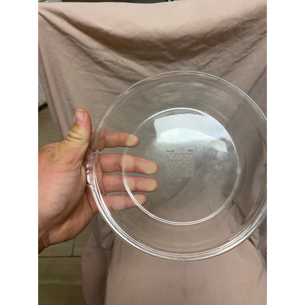 Vintage PYREX #207 7" Clear Glass Pie Plate with Scalloped Handles, USA